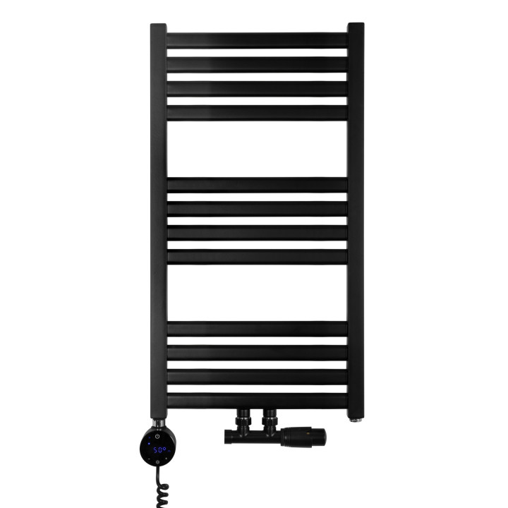 Grzejnik łazienkowy wodno-elektryczny Neso 735x400 czarny 300W