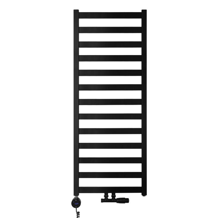 Grzejnik łazienkowy wodno-elektryczny Hati 1272x500 czarny 600W