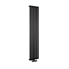 Grzejnik dekoracyjny Ultimate pojedynczy 160x36cm czarny matowy z zaworem zespolonym Multiflow prawym czarnym