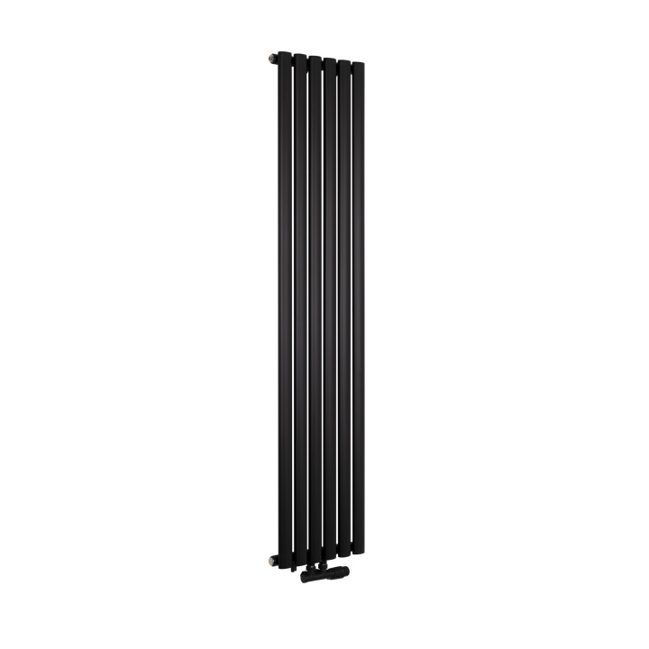 Grzejnik dekoracyjny Ultimate pojedynczy 160x36cm czarny matowy z zaworem zespolonym Multiflow prawym czarnym