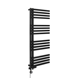 Grzejnik łazienkowy wodno-elektryczny Lolly 1200x500mm, 600W, czarny