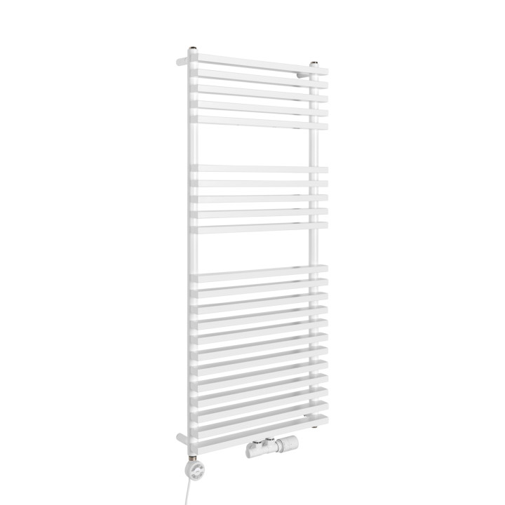 Grzejnik łazienkowy wodno-elektryczny Riva 1200x500 biały 800W