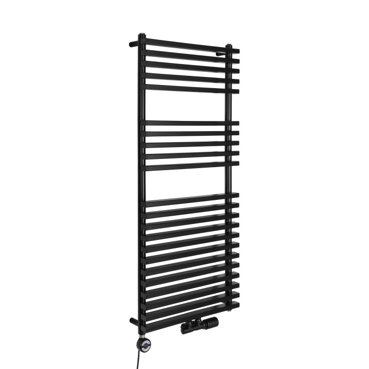 Grzejnik łazienkowy wodno-elektryczny Riva 1200x500 czarny 600W
