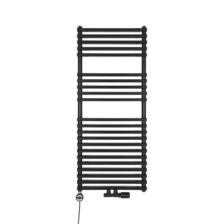 Grzejnik łazienkowy wodno-elektryczny Riva 1200x500 czarny 600W