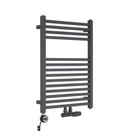 Grzejnik łazienkowy wodno-elektryczny Essence 700x500 D50 grafit 300W, zawór Multiflow
