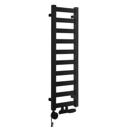 Grzejnik łazienkowy wodno-elektryczny Hati 972x300 czarny 300W, zawór Multiflow