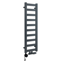 Grzejnik łazienkowy wodno-elektryczny Hati 972x300 grafit 300W, zawór Multiflow