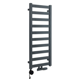 Grzejnik łazienkowy wodno-elektryczny Hati 972x400 grafit 300W, zawór Multiflow