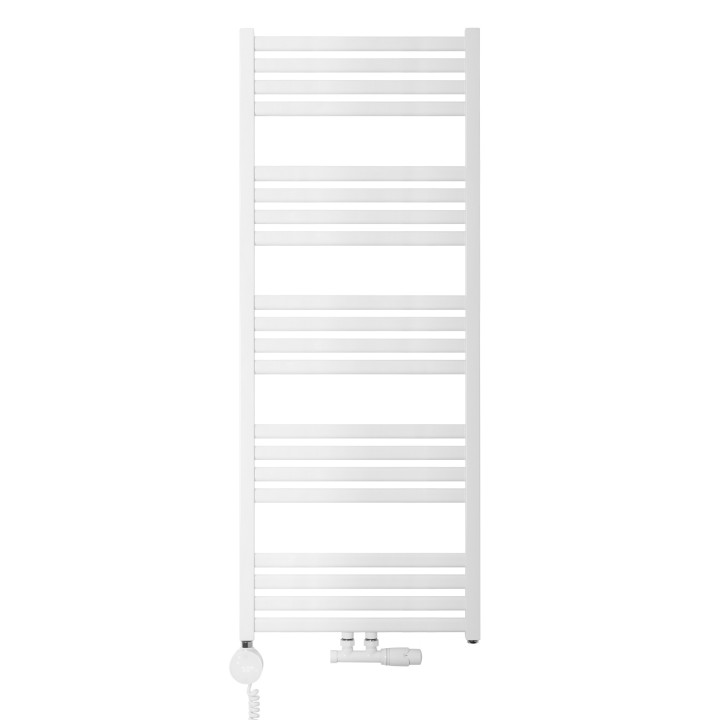 Grzejnik łazienkowy wodno-elektryczny Neso 1275x500 biały 600W, zawór Multiflow NEW
