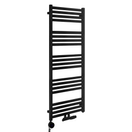 Grzejnik łazienkowy wodno-elektryczny Neso 1275x500 czarny 600W, zawór Multiflow NEW