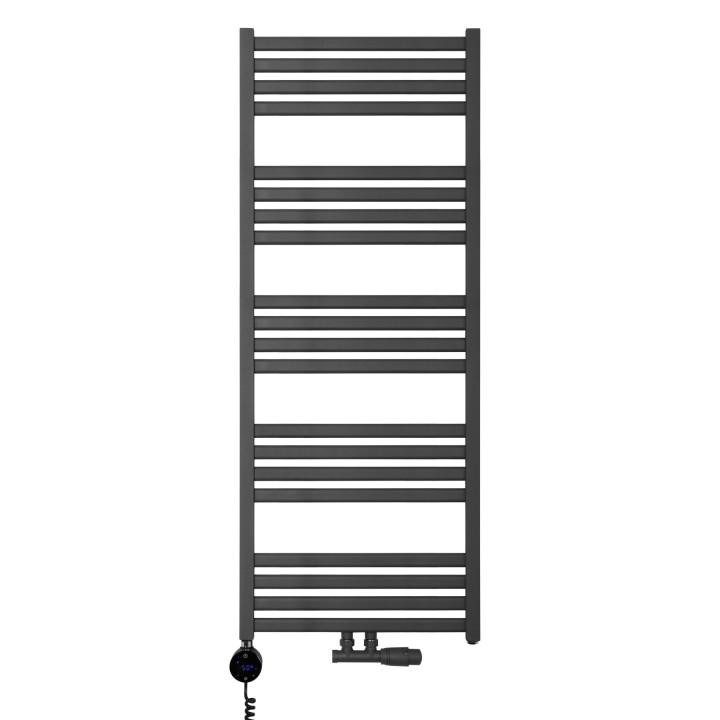 Grzejnik łazienkowy wodno-elektryczny Neso 1275x500 grafit 600W, zawór Multiflow NEW