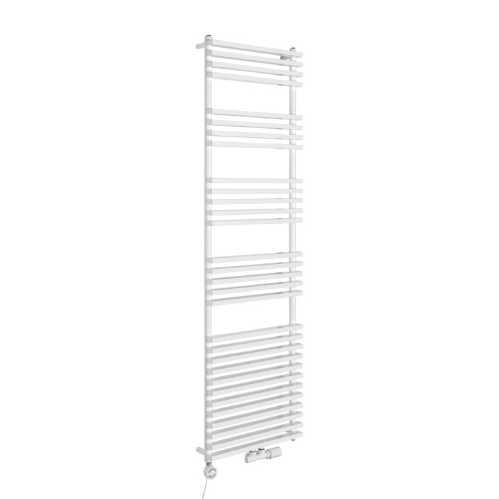 Grzejnik łazienkowy wodno-elektryczny Riva 1800x500 biały 1000W, zawór Multiflow