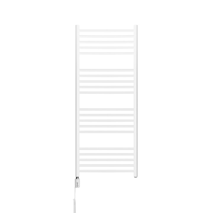 Grzejnik łazienkowy elektryczny Noemi 1215x500 600W lewy biały mat