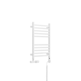 Grzejnik łazienkowy wodno-elektryczny Noemi 585x400 biały mat SINGLE PIPE VALVE + TANGO