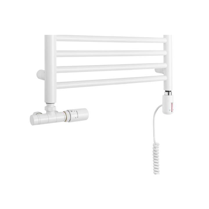 Grzejnik łazienkowy wodno-elektryczny Noemi 1215x500 biały mat SINGLE PIPE VALVE + TANGO