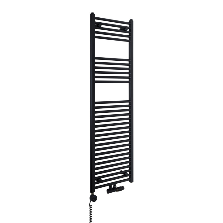 Grzejnik łazienkowy wodno-elektryczny Constans 1500x500 D50 czarny 600W, zawór Multiflow