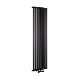 Grzejnik dekoracyjny Ultimate pojedynczy 160x48cm czarny matowy z zaworem zespolonym Multiflow prawym czarnym